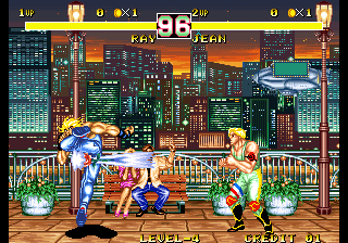 Ray using Wheel Kick to go through Jean's fireball, 'Ball Rose'.